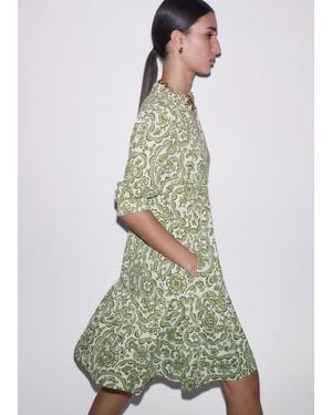 ME+EM Entangled Lace Print Tiered Short Dress - Green