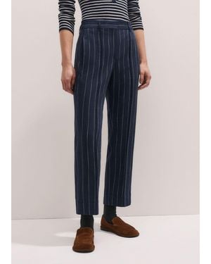 ME+EM Textured Pinstripe Slim Crop Trouser - Blue