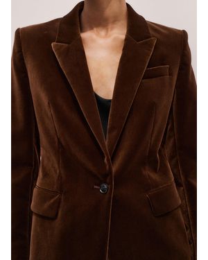 ME+EM Velvet Sharp Shoulder Blazer - Brown
