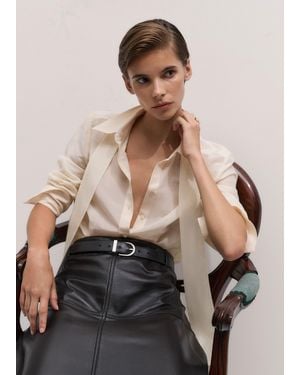 ME+EM Silk Cotton Cloud Layering Shirt + Tie - Natural