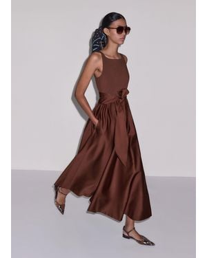 ME+EM Boat Neck Fit And Flare Maxi Dress + Tie - Brown