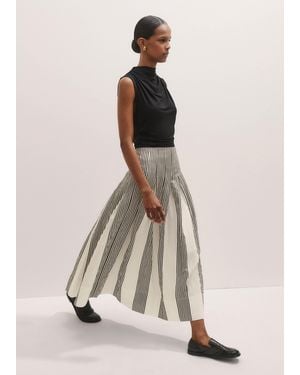 ME+EM Pleated Stripe Maxi Skirt - Natural