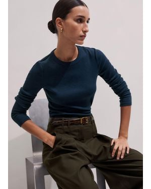 ME+EM Ultimate Rib Long Sleeve Top Mélange - Blue