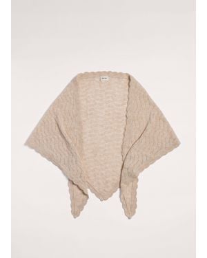 ME+EM Lofty Pointelle Triangle Scarf Latte Melange - Natural
