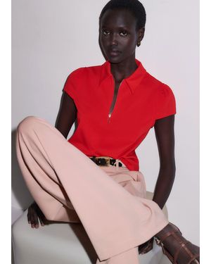 ME+EM Cap Sleeve Polo Shirt - Red