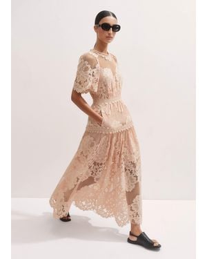 ME+EM Graphic Floral Lace Maxi Dress - Natural