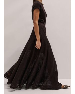 ME+EM Embroidered Tulle A-Line Maxi Skirt - Black