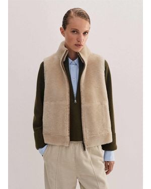 ME+EM Lux Shearling Zip Vest Tan - Natural