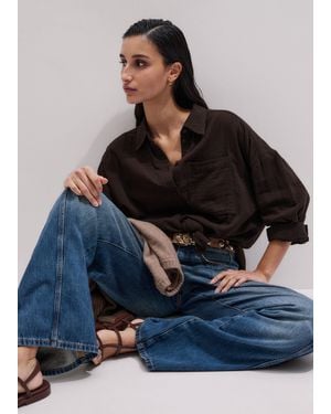 ME+EM Cheesecloth Relaxed Shirt - Blue