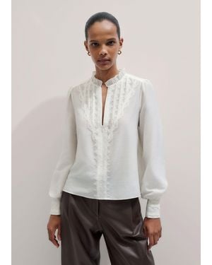 ME+EM Delicate Lace Trim Detail Top - White