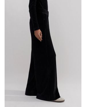 ME+EM Fluid Cord Velour Palazzo Pant - Black
