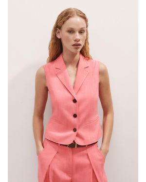 ME+EM Lightweight Tailored Sleeveless Crop Jacket - Pink