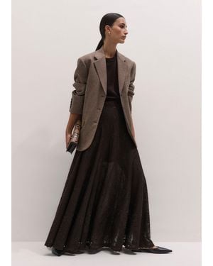 ME+EM Embroidered Tulle A-Line Maxi Skirt - Black
