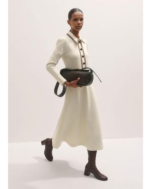 ME+EM Crochet Trim Fit And Flare Midi Dress - Natural