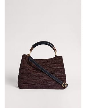 ME+EM Raffia Medium Constructed Day Bag - Brown