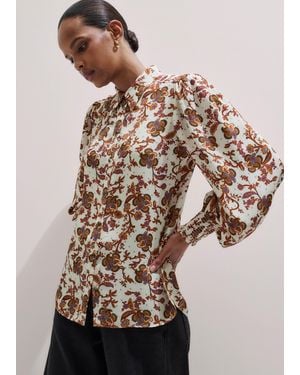 ME+EM Silk Ornate Floral Paisley Print Blouse - Multicolour