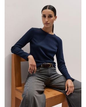 ME+EM Ultimate Rib Long Sleeve Top Mélange - Blue