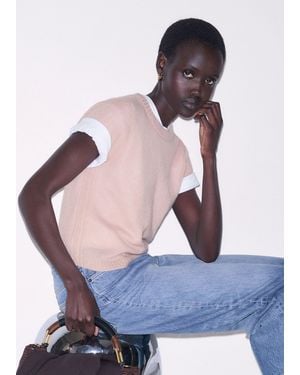 ME+EM Merino Cashmere Silk Straight Baby Tee - Blue