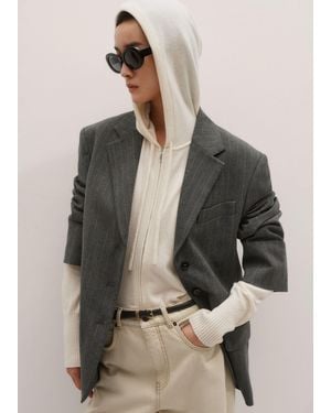 ME+EM Cashmere Relaxed Fit Box Zip Hoody - Natural