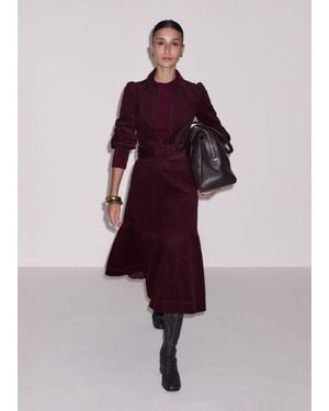ME+EM Cord Desk To Dinner Fit And Flare Midi Dress + Belt - Purple