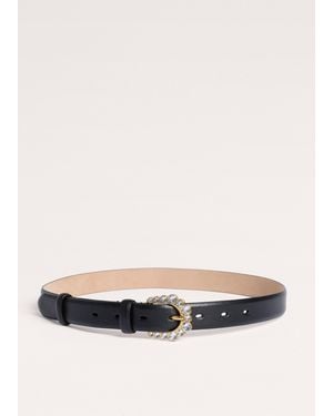 ME+EM Diamante Buckle Belt - White