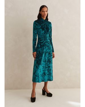 ME+EM Crushed Stretch Velvet Fit And Flare Maxi Dress - Green