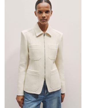 ME+EM The Zip Front Contoured Layering Jacket - Natural