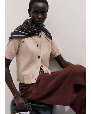 ME+EM Chunky Cotton Button-Through Knit Tee - Brown