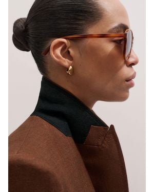 ME+EM Sharp Shoulder Contour Blazer - Brown