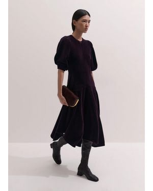 ME+EM Cord Velour Handkerchief Hem Midi Dress - Blue