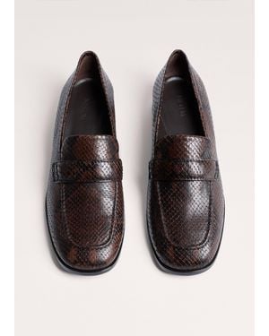 ME+EM Square Toe Loafer Tan-Chocolate - White