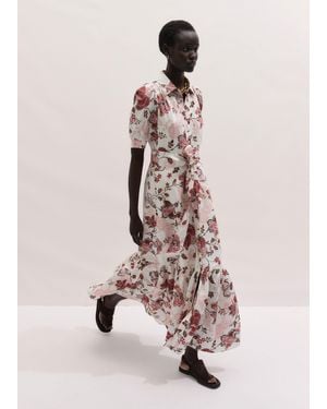 ME+EM Grand Paisley Print Fit And Flare Maxi Dress + Tie Light Cream-Multi - Pink
