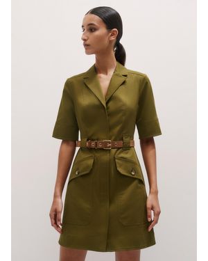ME+EM Collared Zip Front Utility Dress + Belt - Green