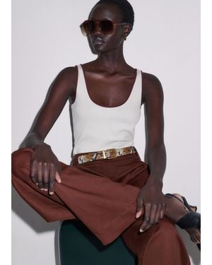 ME+EM Slim Ringer Vest Light Cream-Cinnamon - Brown