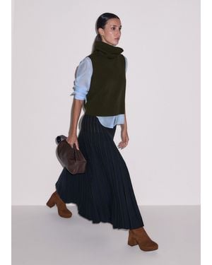 ME+EM Merino Stripe Pleat Knit Maxi Skirt - Blue