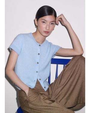 ME+EM Alpaca Button-Through Knit Baby Tee - Blue