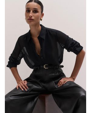 ME+EM Evening Sheer Silk Blouse - Black