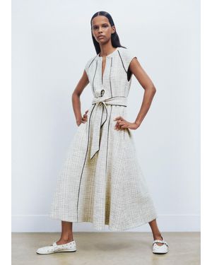 ME+EM Tweed Swing Midi Dress + Belt - White