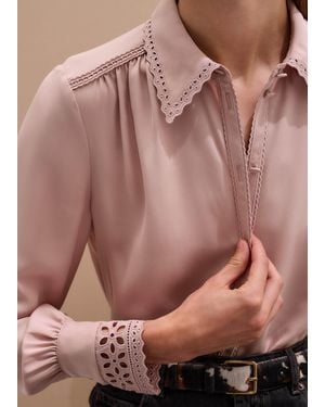 ME+EM Silk Embroidery Detail Shirt - Brown
