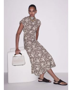 ME+EM Bias Cut Speckled Bloom Print Maxi Dress-Light Cream - Multicolour