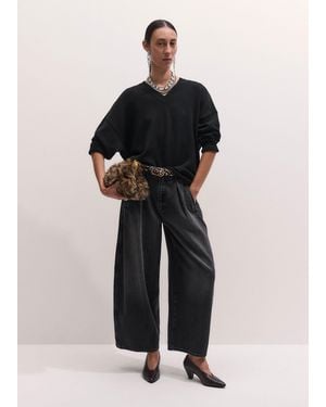 ME+EM Wool Cashmere V Neck Relaxed Sweater - Black