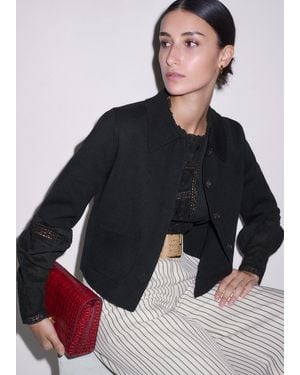 ME+EM Milano Knit Short Sleeve Jacket - Black