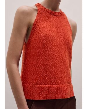 ME+EM Cotton Bouclé Halterneck Vest - Red