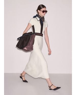 ME+EM Milano Knit Collared Maxi Dress - White