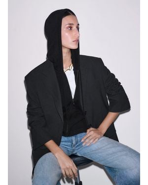 ME+EM Cashmere Sleeveless Relaxed Zip Hoody - Black