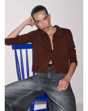ME+EM Cashmere Straight Button Through Cardigan - Blue