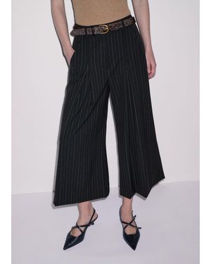 ME+EM Ultimate Wide Pinstripe Culotte - Black