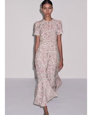 ME+EM Fit & Flare Entangled Lace Print Maxi Dress Light Cream - Pink