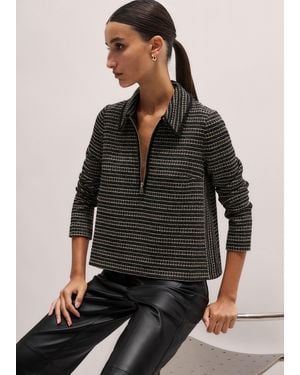 ME+EM Stripe Tweed Swing Top - Black