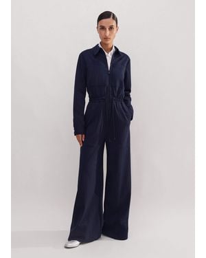 ME+EM Travel Tailoring Pinstripe Cargo Jumpsuit - Blue